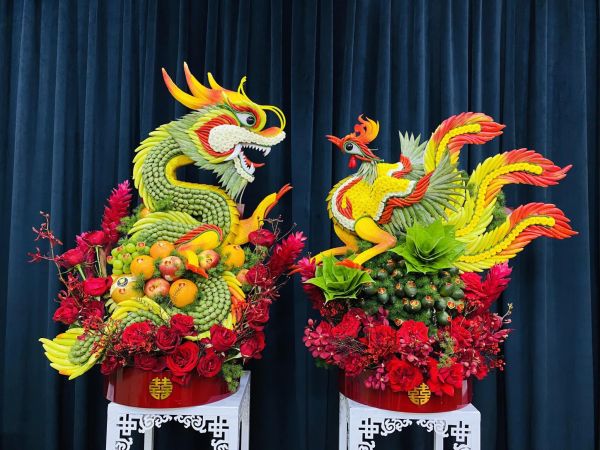 mâm quả cưới hỏi rồng phụng