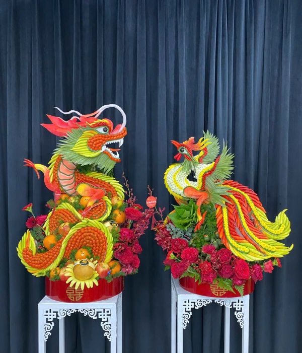 mâm quả cưới hỏi rồng phượng