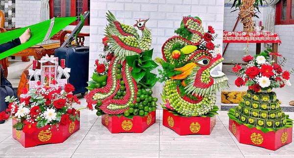 mâm quả cưới hỏi long phụng