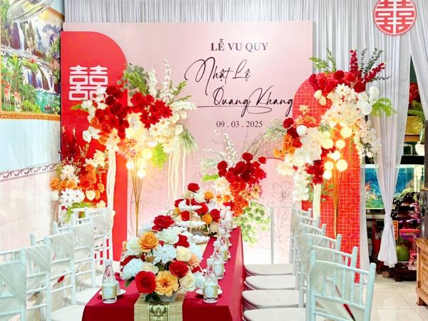 trang trí gia tiên tông đỏ hồng